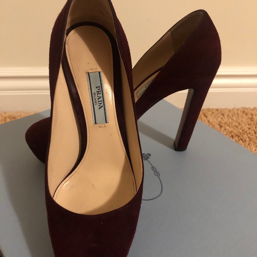 Prada purple suede heels